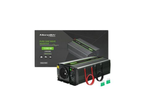 Qoltec Przetwornica napięcia Monolith 600W 1200W 24V na 230V Czysty Sinus