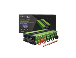 Qoltec Przetwornica napięcia Monolith ładowanie baterii UPS 3000W 6000W 12V na 230V Czysty Sinus LCD