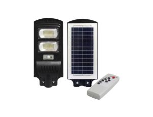 Lampa LED solarna uliczna czarna 100W 6000K zimna IP65 czujnik ruchu i zmierzchu + pilot