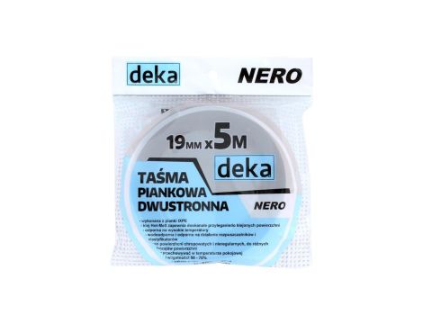 TAŚMA DWUSTRONNA PIANKOWA NERO CZARNA 19MM*5M