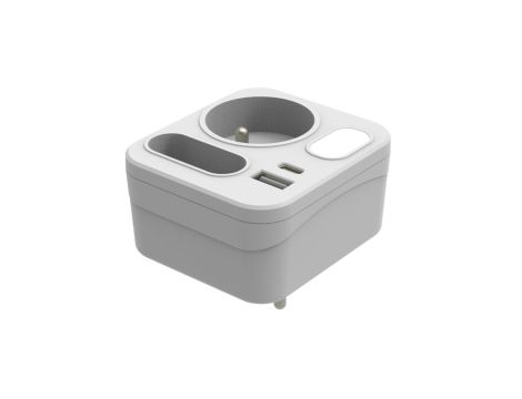 Rozgałęźnik MARINA 2x USB (A+C) PD 20W ze światełkiem nocnym orientacyjnym szybkie ładowanie / 34110