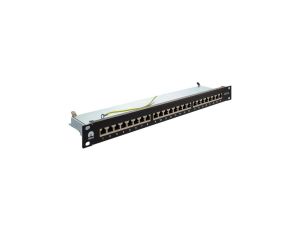 Patch panel RACK 19 kat.6A 24p FTP z półką 1U czarny NEKU