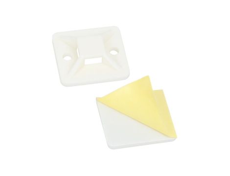 Podstawki montażowe samoprzylepne MOPS 20x20mm białe 100szt. do opasek zaciskowych DANTOM