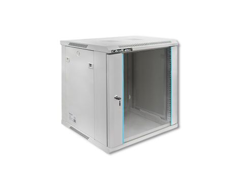 Qoltec Szafa RACK 19 12U 600 x 635 x 600 Hartowane drzwi Wisząca Stalowa obudowa Zamek Szara
