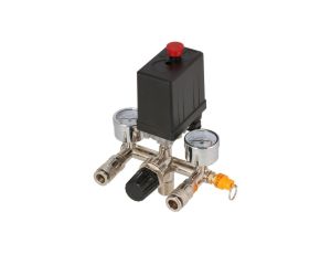 Reduktor ciśnienia 1/2 10bar z wyłącznikiem, 2x manometr i szybkozłączami 1/4