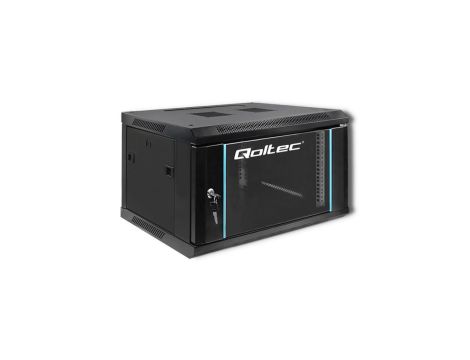 Qoltec Szafa RACK 19 6U 600 x 370 x 450 Hartowane drzwi Wisząca Stalowa obudowa Zamek Czarna
