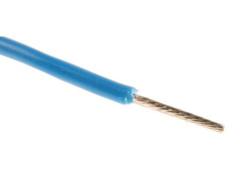Przewód jednożyłowy linkowy, Przewód instalacyjny, 0,2 mm, 11/0,16 mm, 24 AWG, MPPE, 600 V, Niebieski, dł. 100m, RS PRO