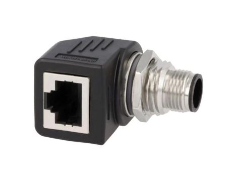 RJS-12D04FM-RS8001 Adapter M12 męski,RJ45 gniazdo kod D-Ethernet 4PIN Kat 5e
