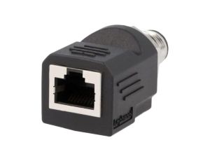 Adapter M12 męski,RJ45 gniazdo kod D-Ethernet 4-PIN proste RJS-12D04FM-LS8001