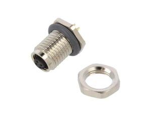 M5-04PFFP-SF7001 Złącze M5 gniazdo żeński THT na panel,nakrętka od przodu