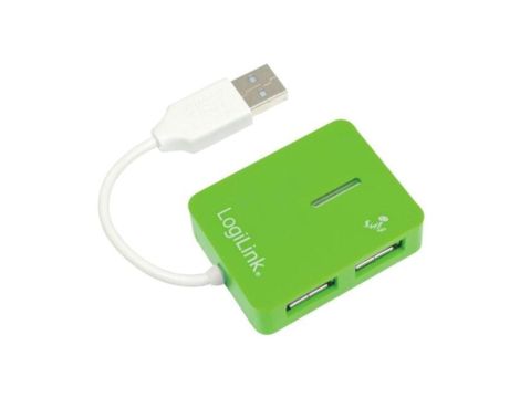 UA0138 Hub USB, USB A gniazdo x4, USB A wtyk, USB 2.0, PnP, zielony