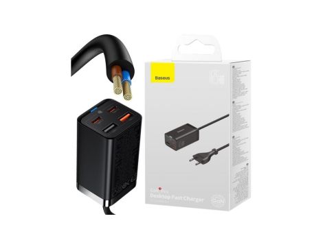 ŁADOWARKA SIECIOWA Baseus GaN 3 Pro Desktop Charger CCGP040101 65W 2x USB-A 2x USB-C PD 3.0 QC 4.0