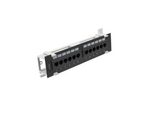 Patch panel RACK 10 kat.6 12p UTP naścienny 1U czarny
