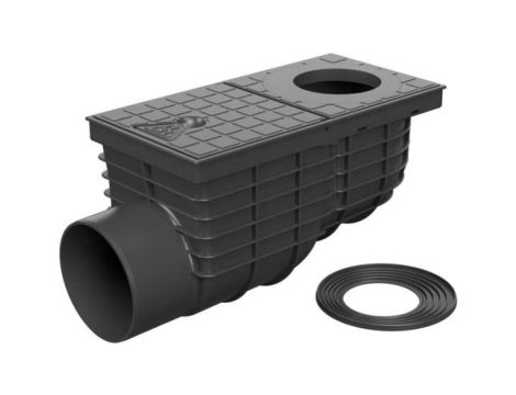 Osadnik rynny rynnowy czyszczak boczny studzienka czarny odpływ 110mm