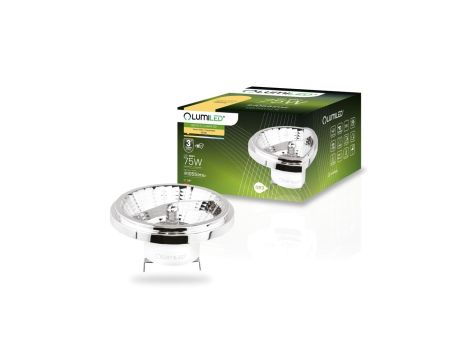Żarówka LED G53 AR111 10W = 75W 1055lm 3000K Ciepła 24 12V AC/DC Srebrna LUMILED