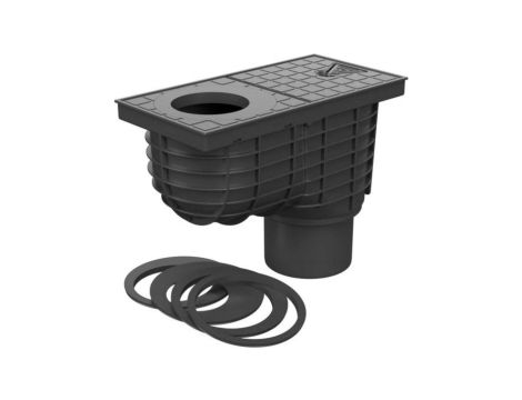 Osadnik rynny rynnowy czyszczak dolny studzienka czarny odpływ 110mm.