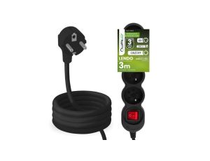 Przedłużacz Sieciowy Kabel z Uziemieniem Listwa Zasilająca 4 Gniazda 3m Włącznik ON/OFF Czarny Sznur Lendo Lumiled