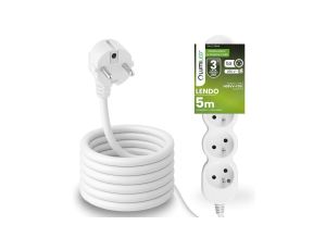 Przedłużacz Sieciowy Kabel z Uziemieniem Listwa Zasilająca 5 Gniazda 5m Biały Sznur Lendo Lumiled