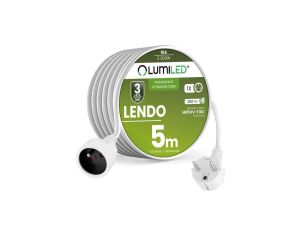 Przedłużacz Sieciowy Kabel z Uziemieniem Listwa Zasilająca 1 Gniazdo 5m Biały Sznur Lendo Lumiled