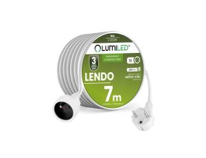 Przedłużacz Sieciowy Kabel z Uziemieniem Listwa Zasilająca 1 Gniazdo 7m Biały Sznur Lendo Lumiled