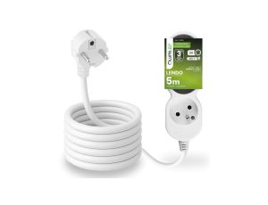 Przedłużacz Sieciowy Kabel z Uziemieniem Listwa Zasilająca 3 Gniazda 5m Biały Sznur Lendo Lumiled