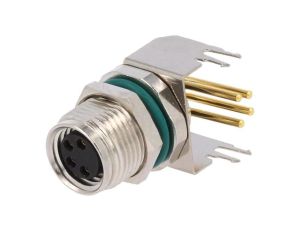 Złącze M8 żeński 4-PIN kątowe 90 gniazdo 4A IP68 30V metal M8S-04PFFR-SF8001