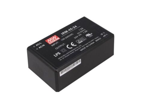 Przetwornica AC/DC, 45,6W, Napięcie wejściowe: 85264VAC, 24VDC, Iwyj: 1900mA IRM-45-24