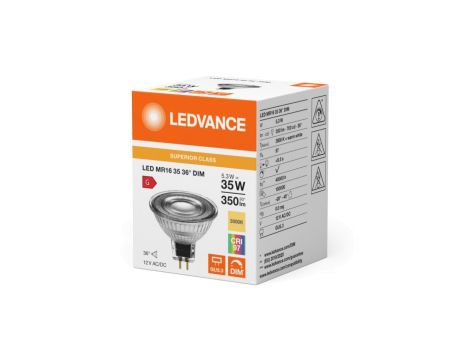 Żarówka LED MR16 GU5.3 5.3W = 35W 350lm 3000K Ciepła Biała 12V FILAMENT ŚCIEMNIALNA LEDVANCE