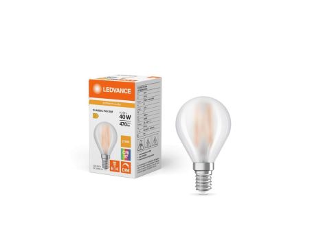 Żarówka LED P45 E14 4.2W = 40W 470lm 2700K Ciepła Biała FILAMENT ŚCIEMNIALNA LEDVANCE