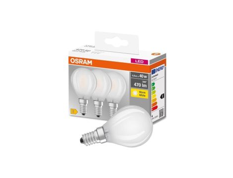 3PAK Żarówka LED E14 P45 4W = 40W 470lm 2700K Ciepła OSRAM Base