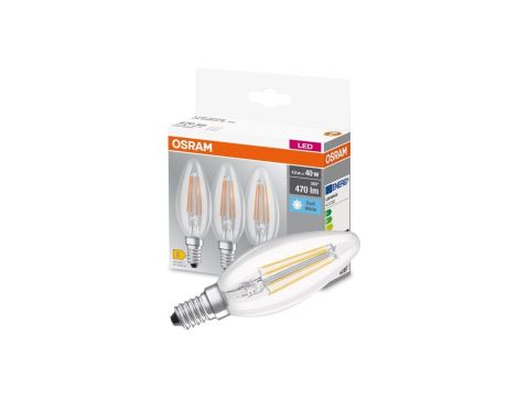 3PAK Żarówka LED E14 B40 4W = 40W 470lm 4000K Neutralna 320 Filament OSRAM Base