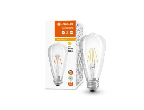 Żarówka LED Edison E27 ST64 5,8W = 60W 806lm 4000K Neutralna 300 CRI90 Filament Ściemnialna LEDVANCE Superior