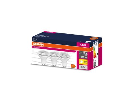 3PAK Żarówka LED GU10 4,5W = 50W 350lm 3000K Ciepła 36 OSRAM Value