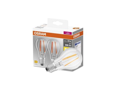2x Żarówka LED E27 A60 6,5W = 60W 806lm 2700K Ciepła 300 Filament OSRAM