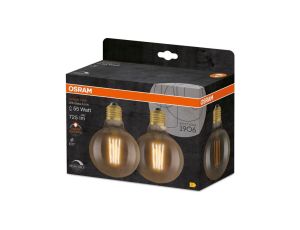 2PAK Żarówka Dekoracyjna LED E27 G95 6,5W = 55W 725lm 2700K Ciepła 300 Filament Ściemnialna OSRAM Vintage 1906