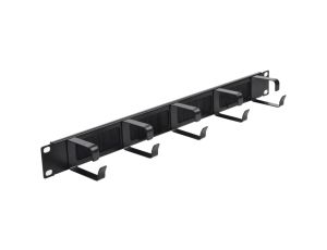 Organizator kabli RACK 19 cali 1U metalowy z uchwytami i przepustami szczotkowymi czarny NEKU