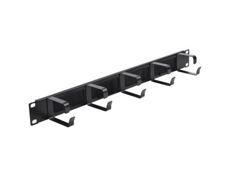 Organizator kabli RACK 19 cali 1U metalowy z uchwytami i przepustami szczotkowymi czarny NEKU