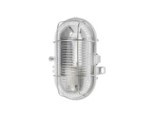 Oprawa LED E27 KANAŁOWA Lampa Garażowa Owal 100W Siatka Metal IP44 Biała KOBI