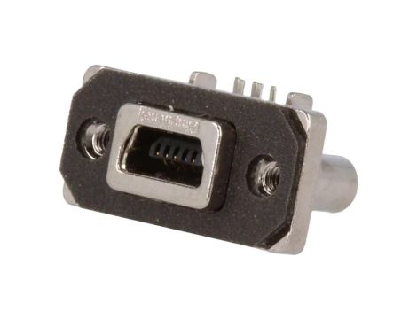 MUSB-B151-34 Gniazdo USB B mini MUSB na panel na PCB przykręcany THT IP67