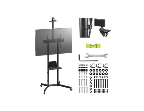 Stand / wózek do TV Maclean, półka na kamerę, na kółkach, 37-70, max. obciążenie 45kg/5kg półka, max. VESA 600x400, MC-113 B