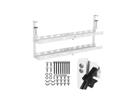 Organizer podbiurkowy na kable Maclean, max. obciążenie 5kg, max. 728mm, 2 poziomy, biały, MC-102 W
