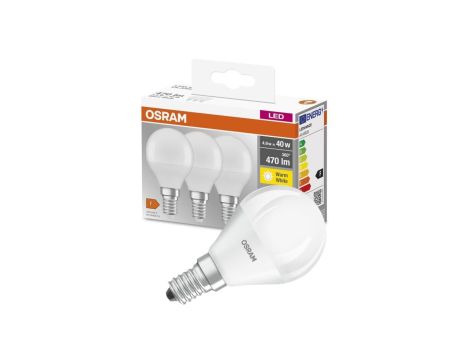 3PAK Żarówka LED E14 P45 5W = 40W 470lm 2700K Ciepła 300 OSRAM Base