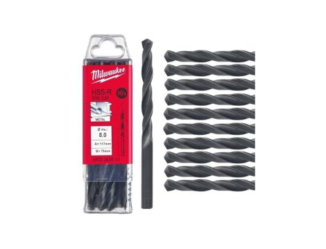 Wiertło do metalu HSS-R walcowane 8x75/117mm Zestaw 10szt MILWAUKEE