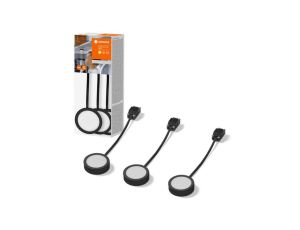 3x Lampka LED 3W 3000K Oprawa Oświetleniowa Podszafkowa Czarna LEDVANCE