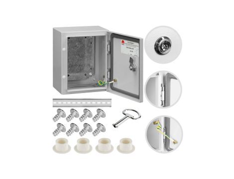 Obudowa hermetyczna rozdzielnia metalowa z płytą montażową 250x200x150 IP65 natynkowa NEKU