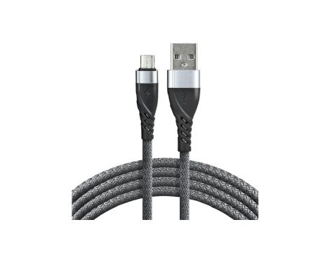 Kabel przewód pleciony USB - micro USB everActive CBB-2MG 200cm z obsługą szybkiego ładowania do 2,4A szary