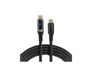 Kabel przewód USB-C PD LCD 200cm everActive CBB-2PDL Power Delivery 2.0 z obsługą szybkiego ładowania 3A/20V 60W