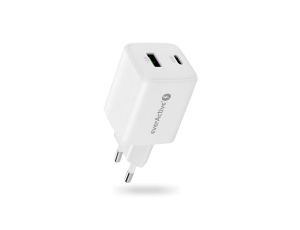 Ładowarka sieciowa everActive GaN SC-450Q z gniazdem USB oraz USB-C PD PPS QC4+ 45W