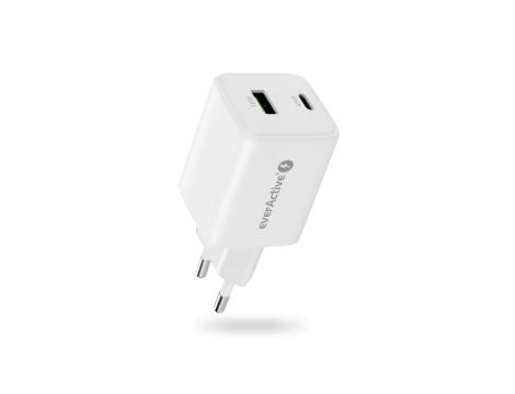 Ładowarka sieciowa everActive GaN SC-450Q z gniazdem USB oraz USB-C PD PPS QC4+ 45W