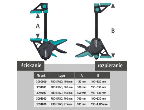 Ścisk jednoręczny PRO ERGO 150 mm wolfcraft - 9